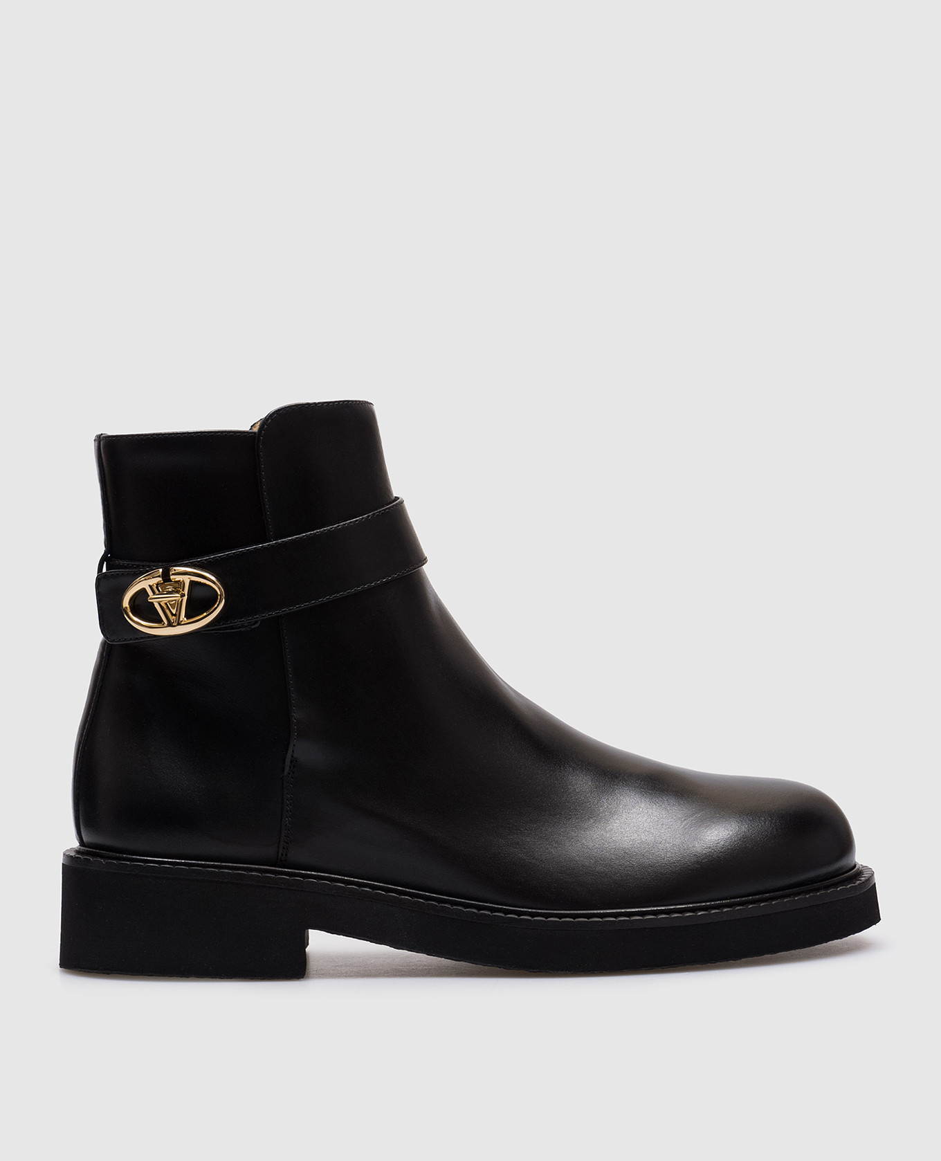 Black leather boots with vlogo logo valentino