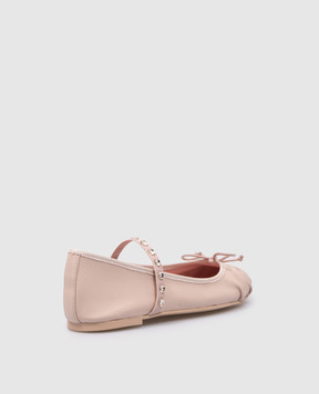 Pretty Ballerinas Hannah beige children's leather ballet flats with Swarovski crystals 51250