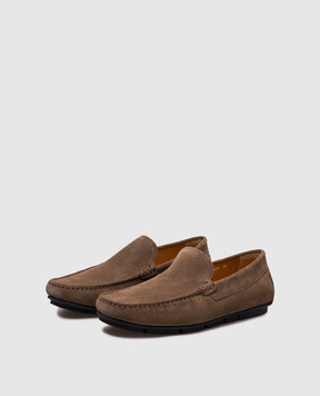 Doucal's Brown leather loafers with logo DU3409HAVAUF009