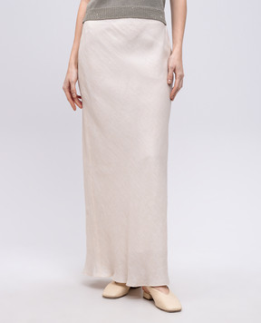 Peserico Beige linen midi skirt E0519402600