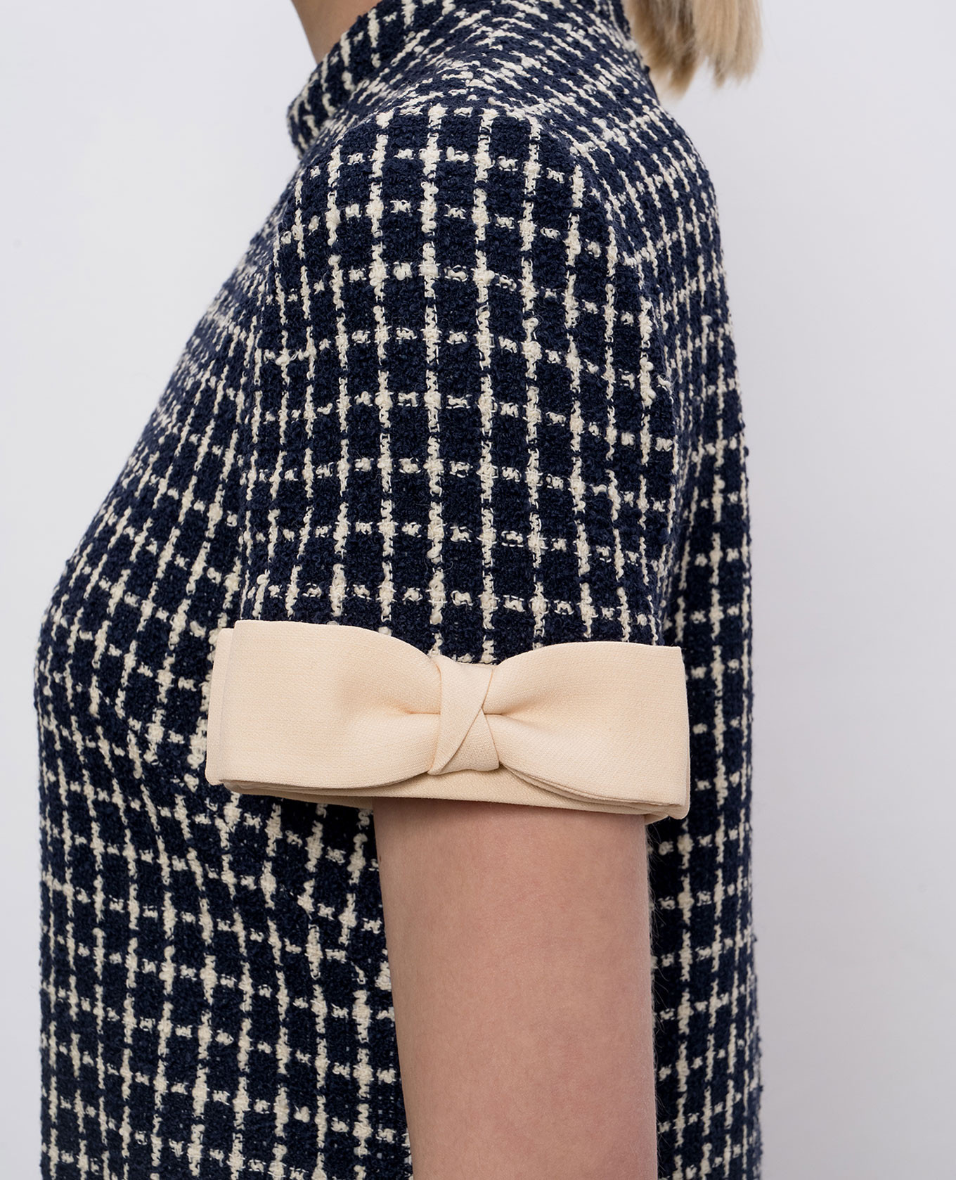 Blue tweed dress with checked wool Valentino 5