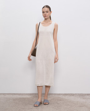 The Row White midi dress Jovienne with linen 8810Y889