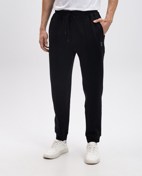 Brunello Cucinelli Black cashmere joggers with logo patch MM8313271G