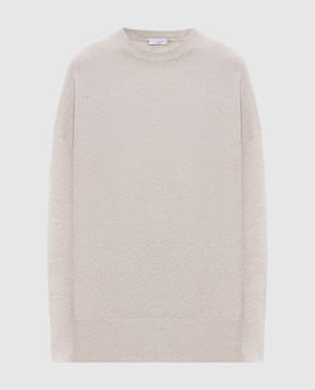 Brunello Cucinelli Beige cashmere jumper with monil chain M12707300