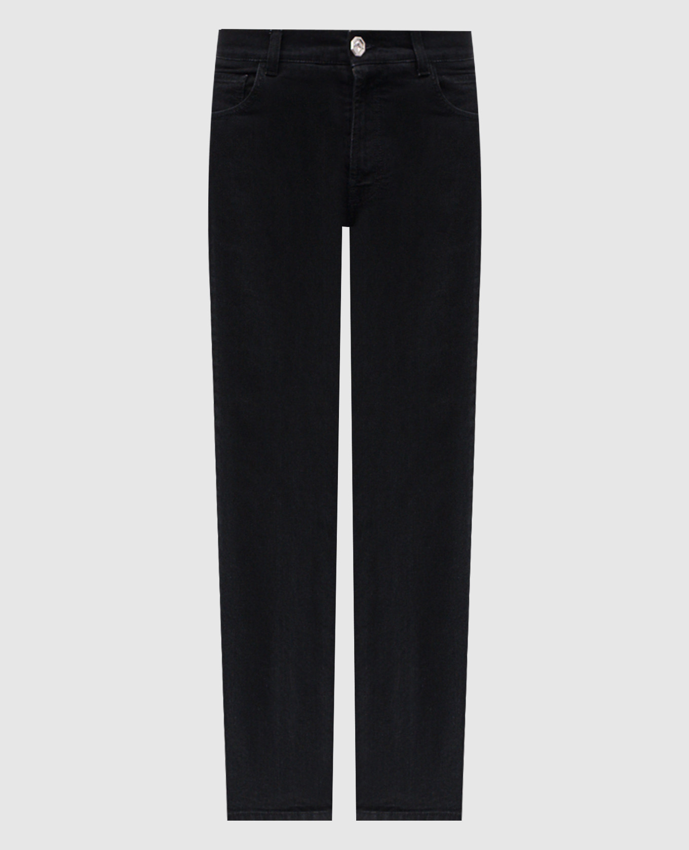 Black slim jeans with textured logo Stefano Ricci