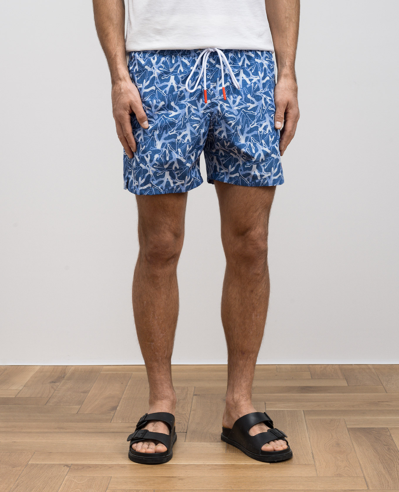 

Blue swim shorts with logo print ISAIA