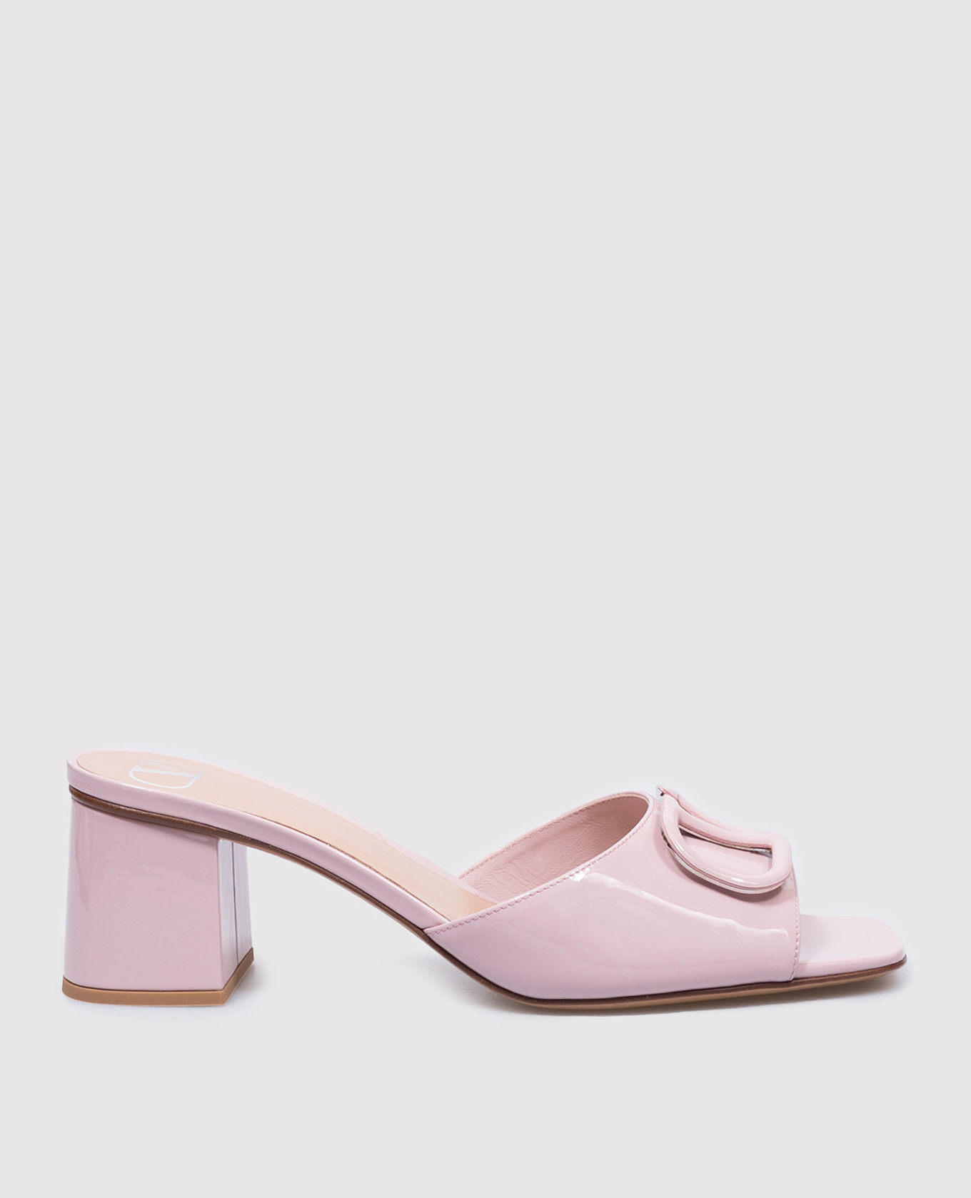 Pink patent leather mules with logo Valentino