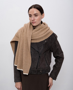 Brunello Cucinelli Beige cashmere scarf with monil chain M12504989