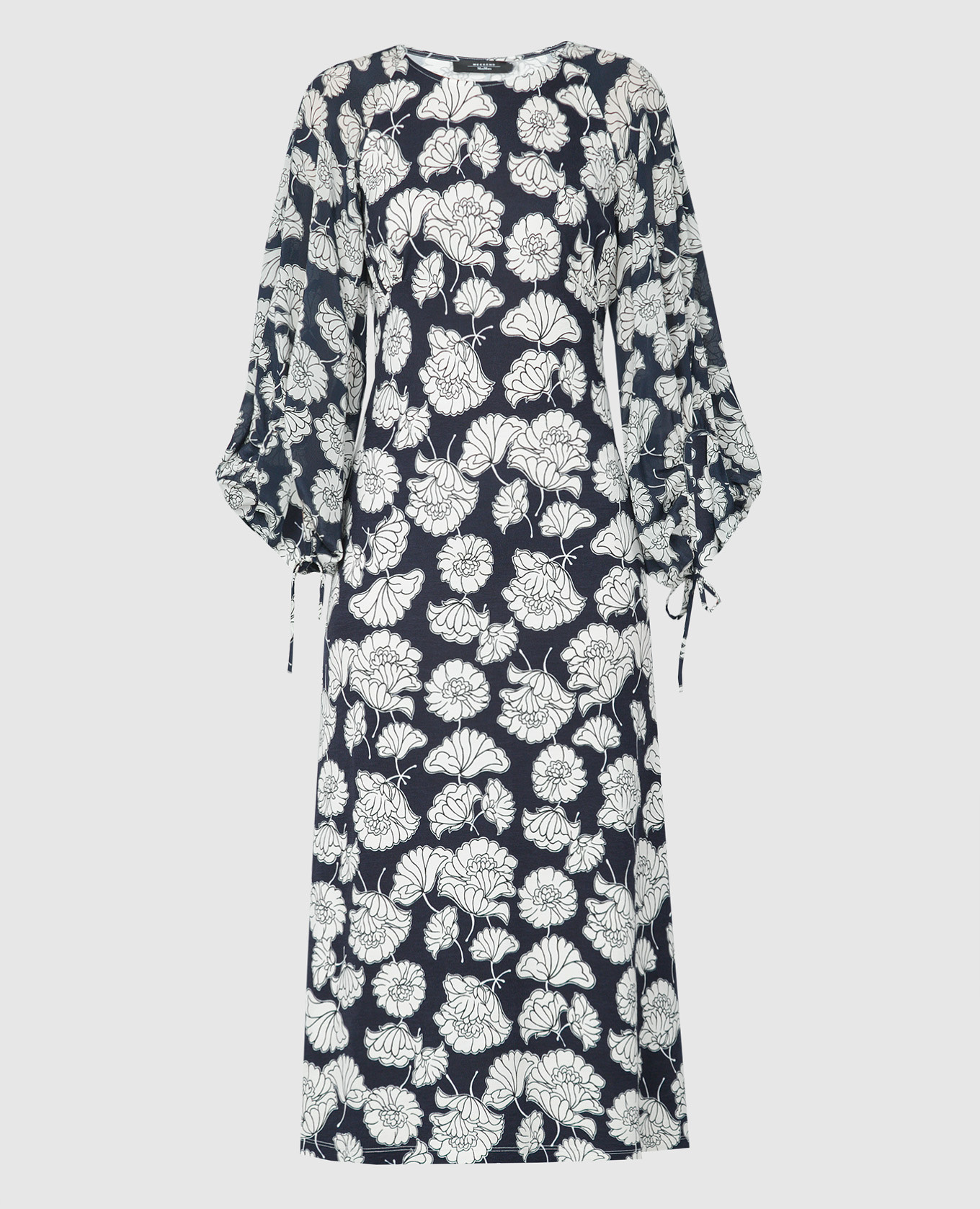 

Blue dress Yellow with silk in a floral print Max Mara Weekend, Синий