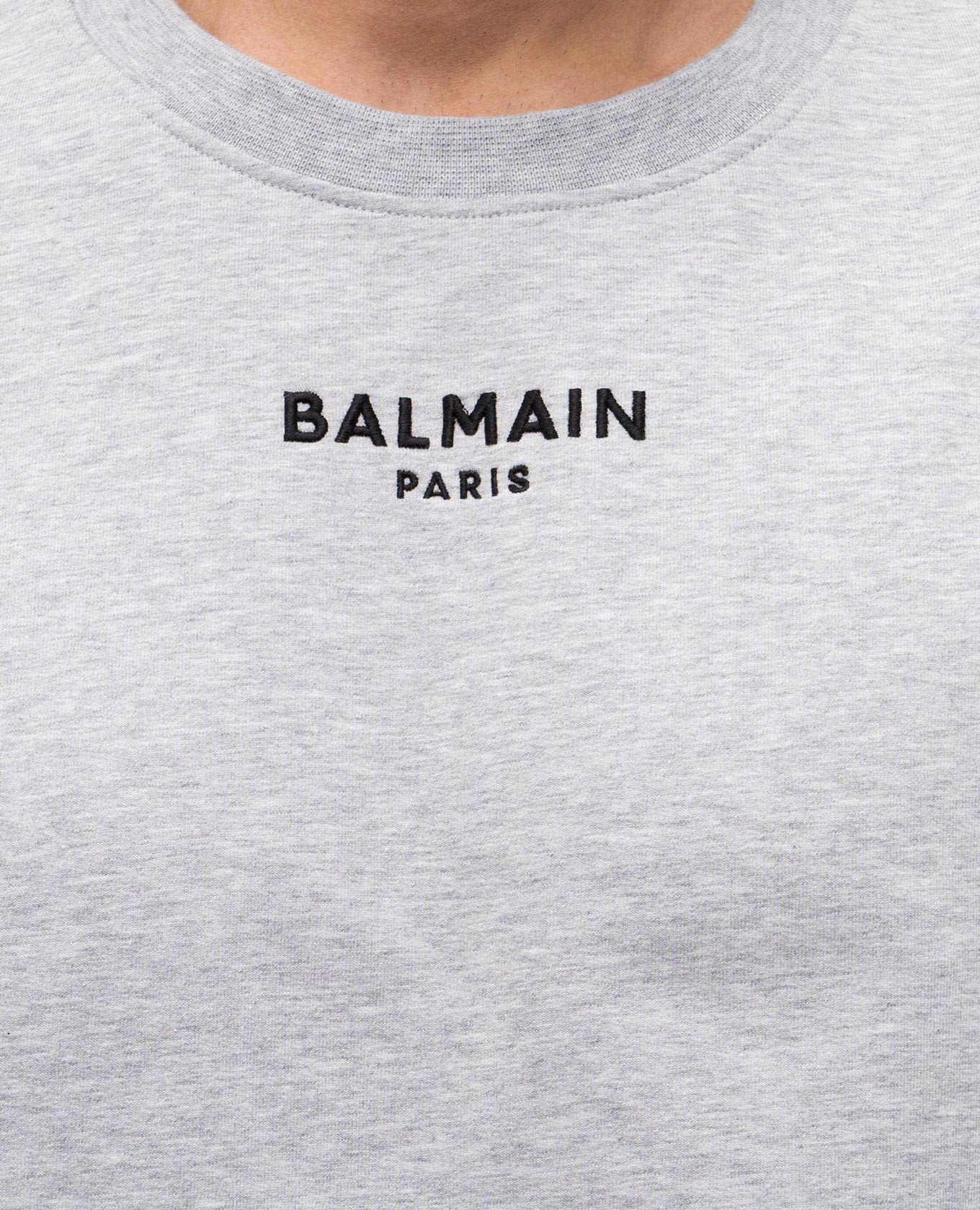 

Grey melange T-shirt with embroidered logo Balmain