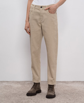 Brunello Cucinelli Beige jeans with logo patch MP057P5319