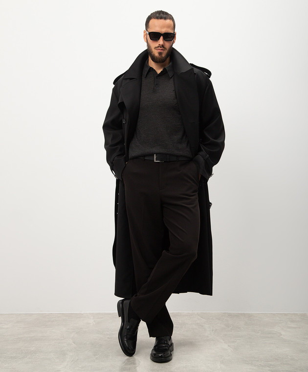 Dolce&Gabbana - Black double-breasted wool trench coat G049GTFU28P