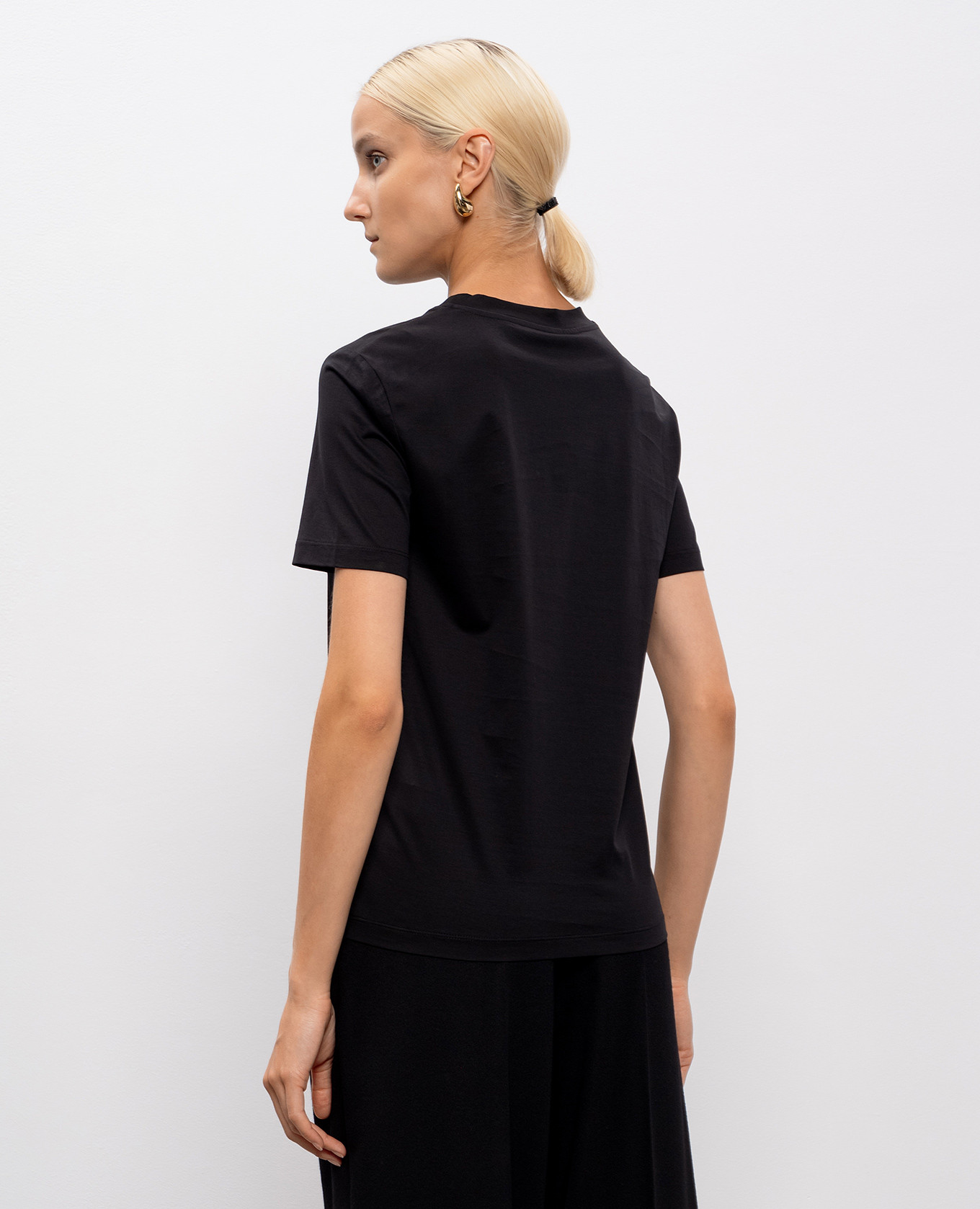

GATTONI black T-shirt with textured monogram Max Mara