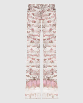 Roberto Cavalli White jeans in an animalistic print with a logo XDJ233