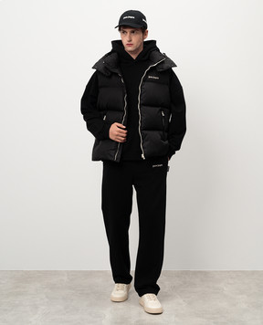 Palm Angels Black hoodie with logo embroidery PMBB153C99FLE002