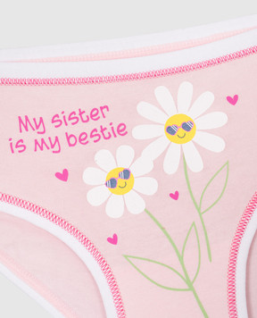 RiminiVeste Jadea Baby's Pink Floral Print Briefs With Lettering 120