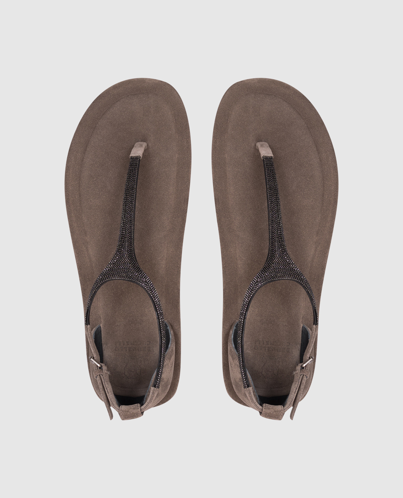 Gray suede sandals with monil chain Brunello Cucinelli 4