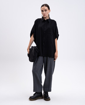 Y`S Yamamoto Black striped wool shirt YMB08128