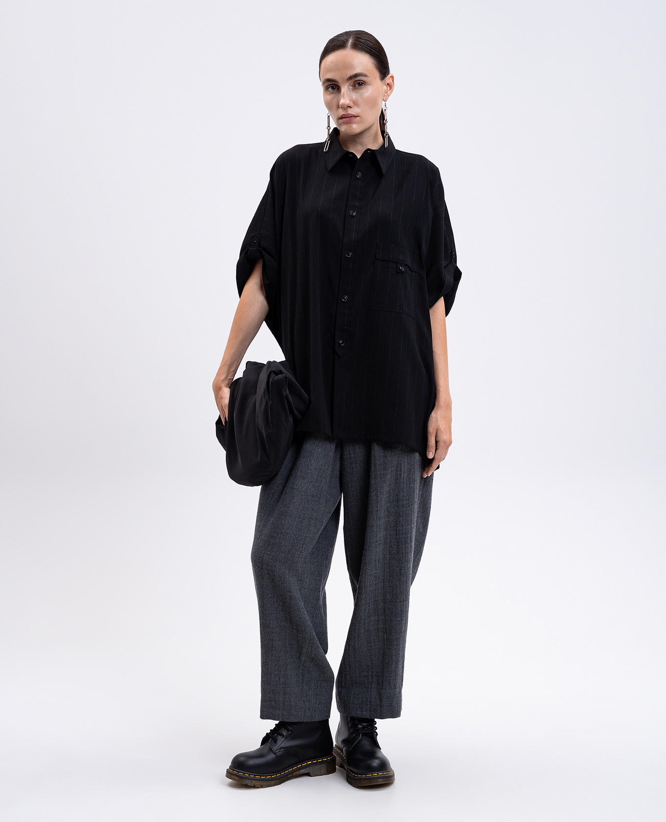 Black striped wool shirt Y`S Yamamoto 2