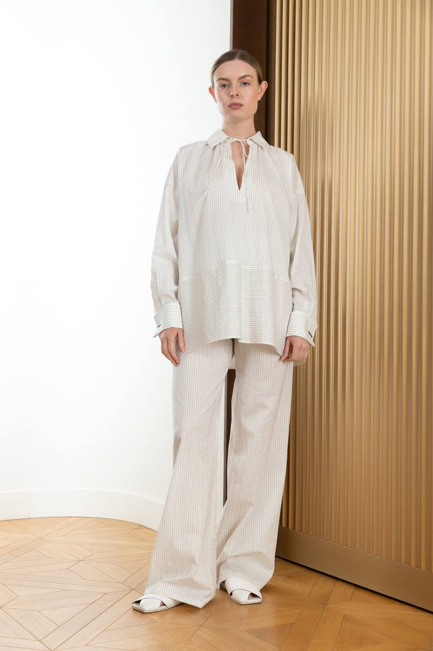 White pants XERO with striped silk Max Mara 6