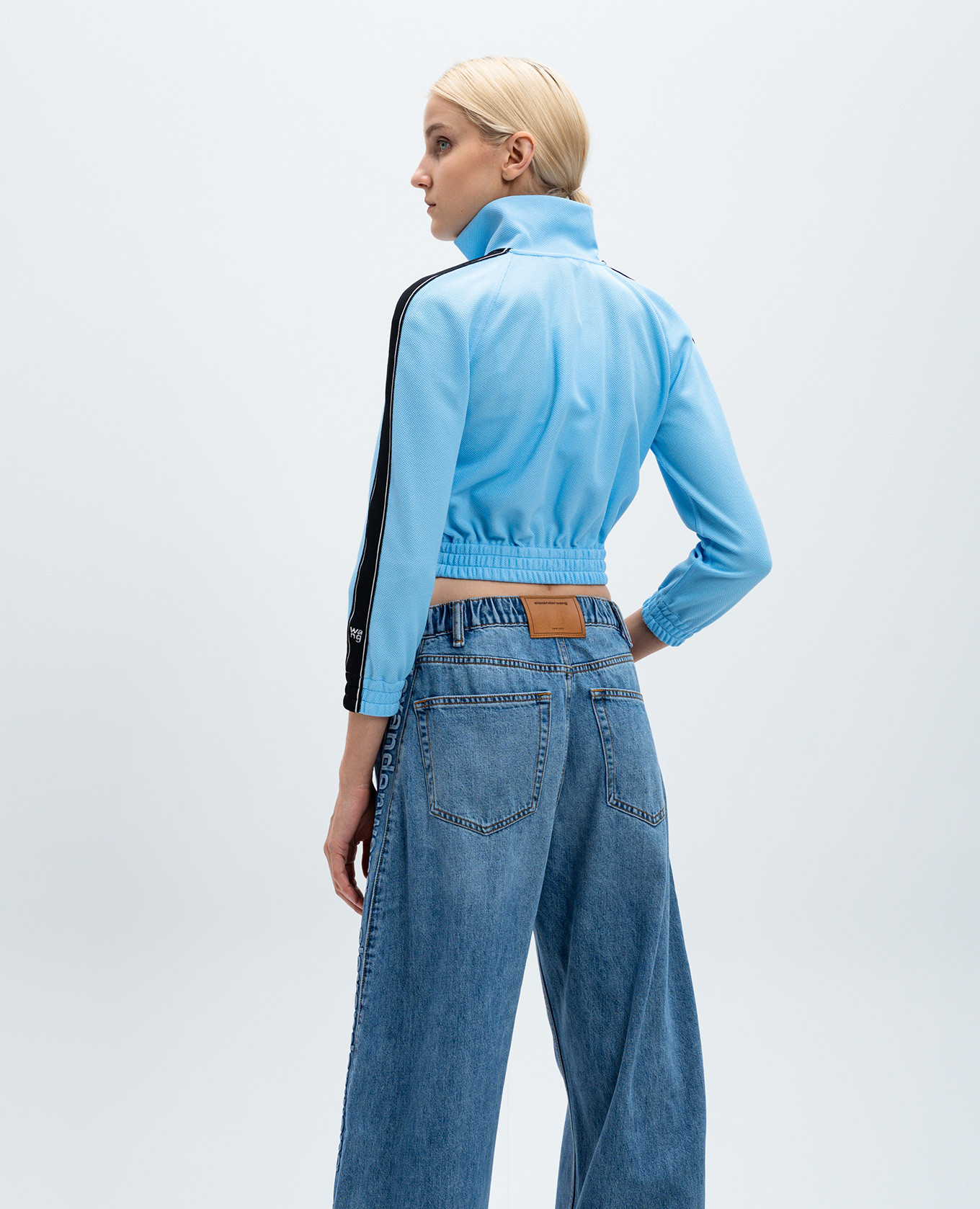 Blue cropped sports jacket with contrasting ribbon Alexander Wang 4