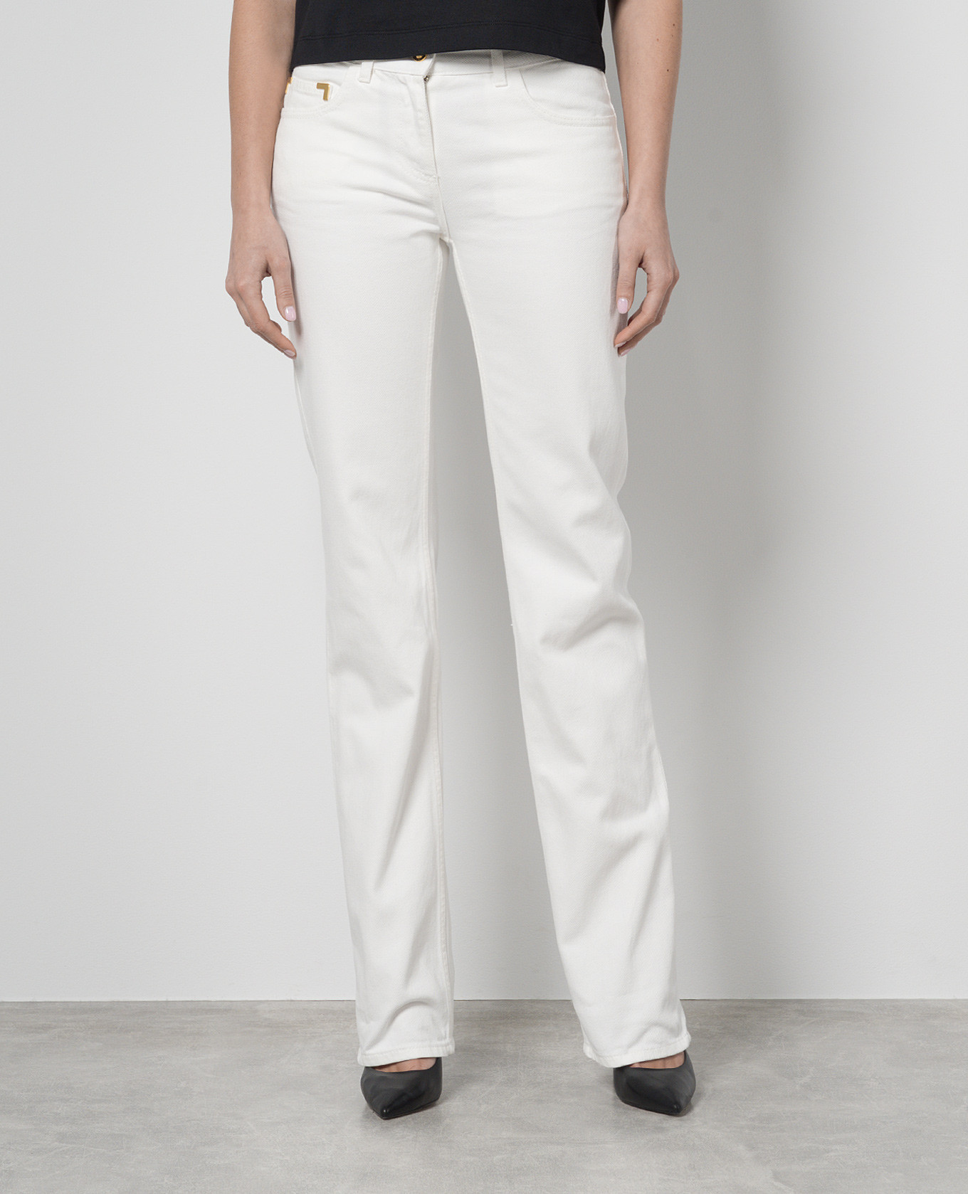 

White jeans with textured logo Palm Angels