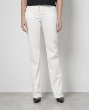 Palm Angels White jeans with textured logo PWYB032R24DEN003