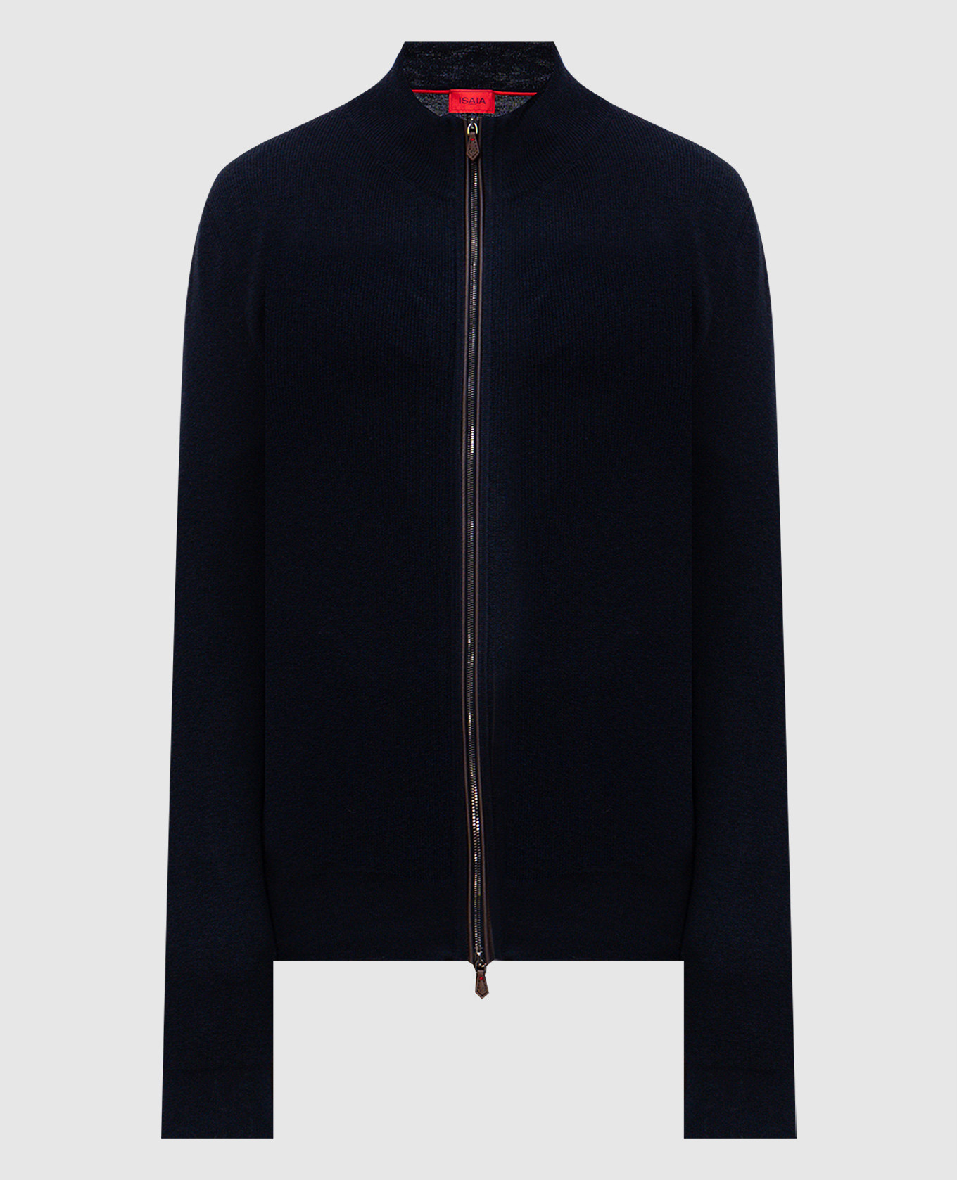 

Blue silk and cashmere cardigan with logo embroidery ISAIA