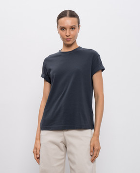 Brunello Cucinelli Blue T-shirt with lapels M0T18BD200