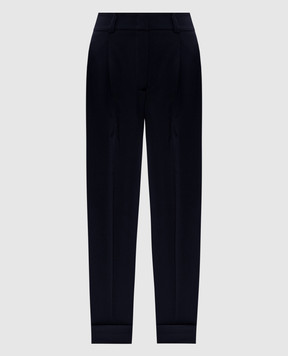 Peserico Blue wool pants with monil chain A04816V02008