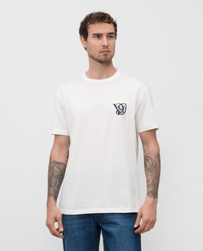 Valentino White T-shirt with embroidered monogram logo 7V3MG10VB2W