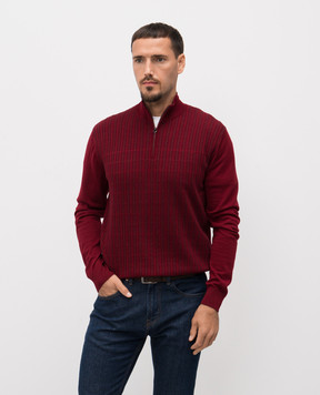 Stefano Ricci Burgundy wool, cashmere and silk polo KE04000L01E25360