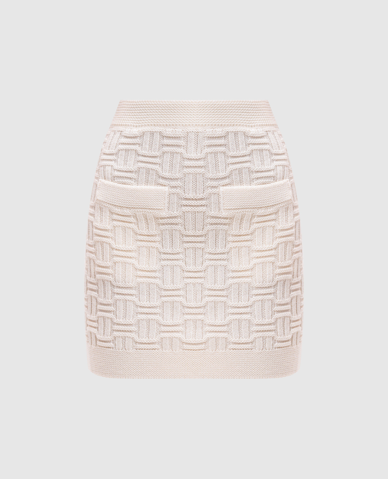 

White skirt made of wool in a textured pattern in the Greek style Casablanca, Белый