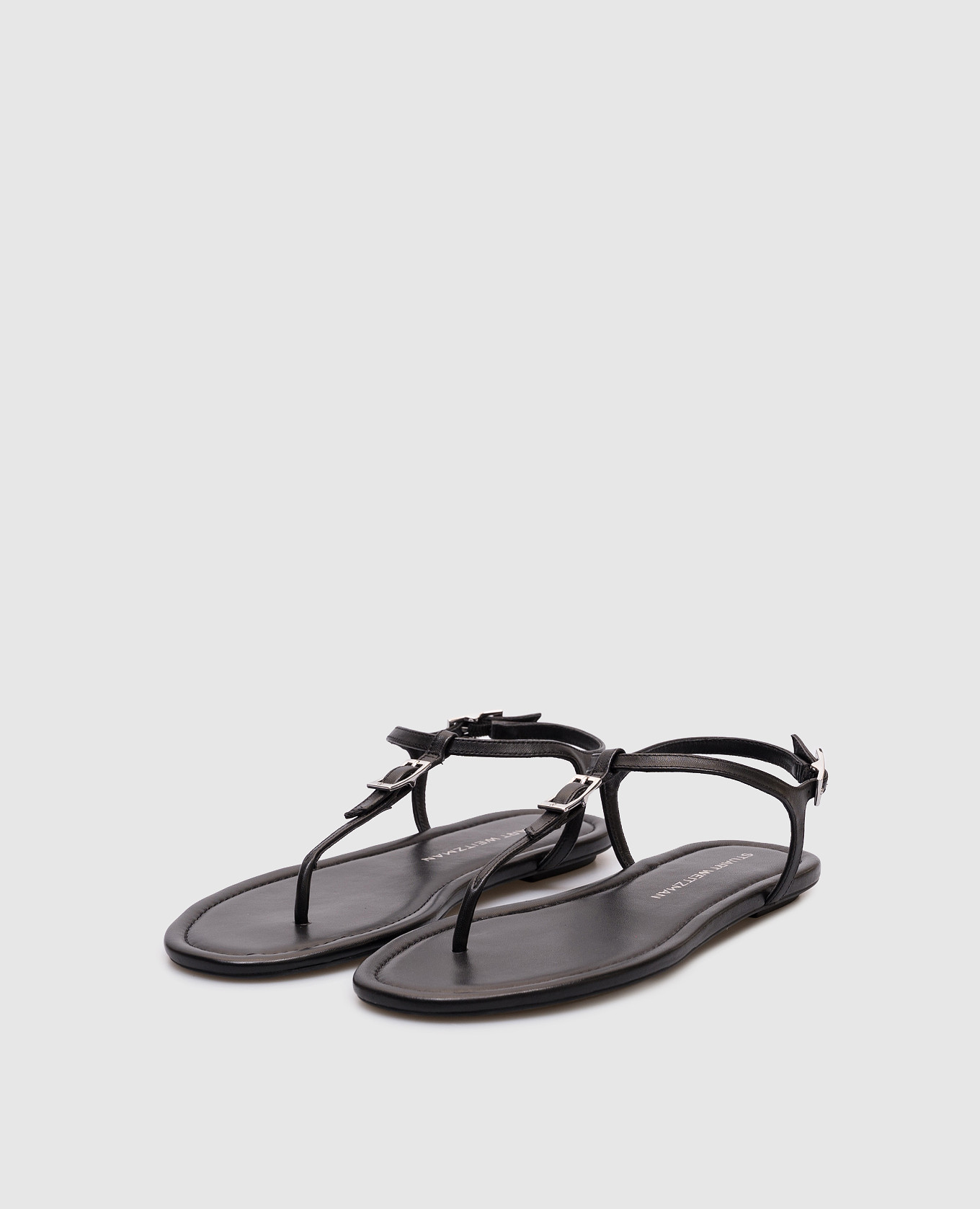 

Black leather sandals GEORGIE T-STRAP Stuart Weitzman