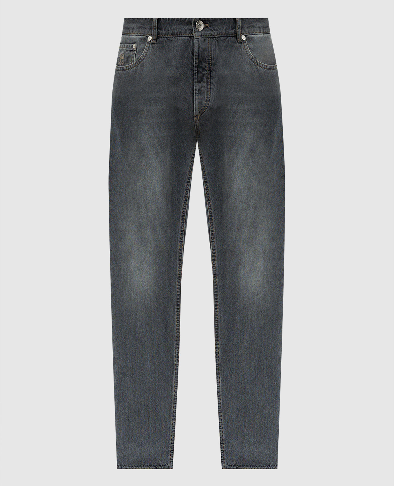 

Gray jeans with a distressed effect and a logo patch Brunello Cucinelli, Grey