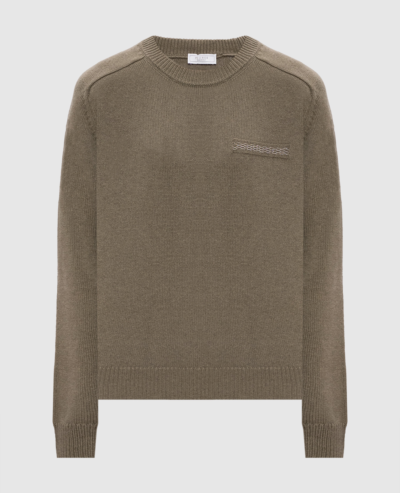 Khaki wool, silk and cashmere sweater Peserico