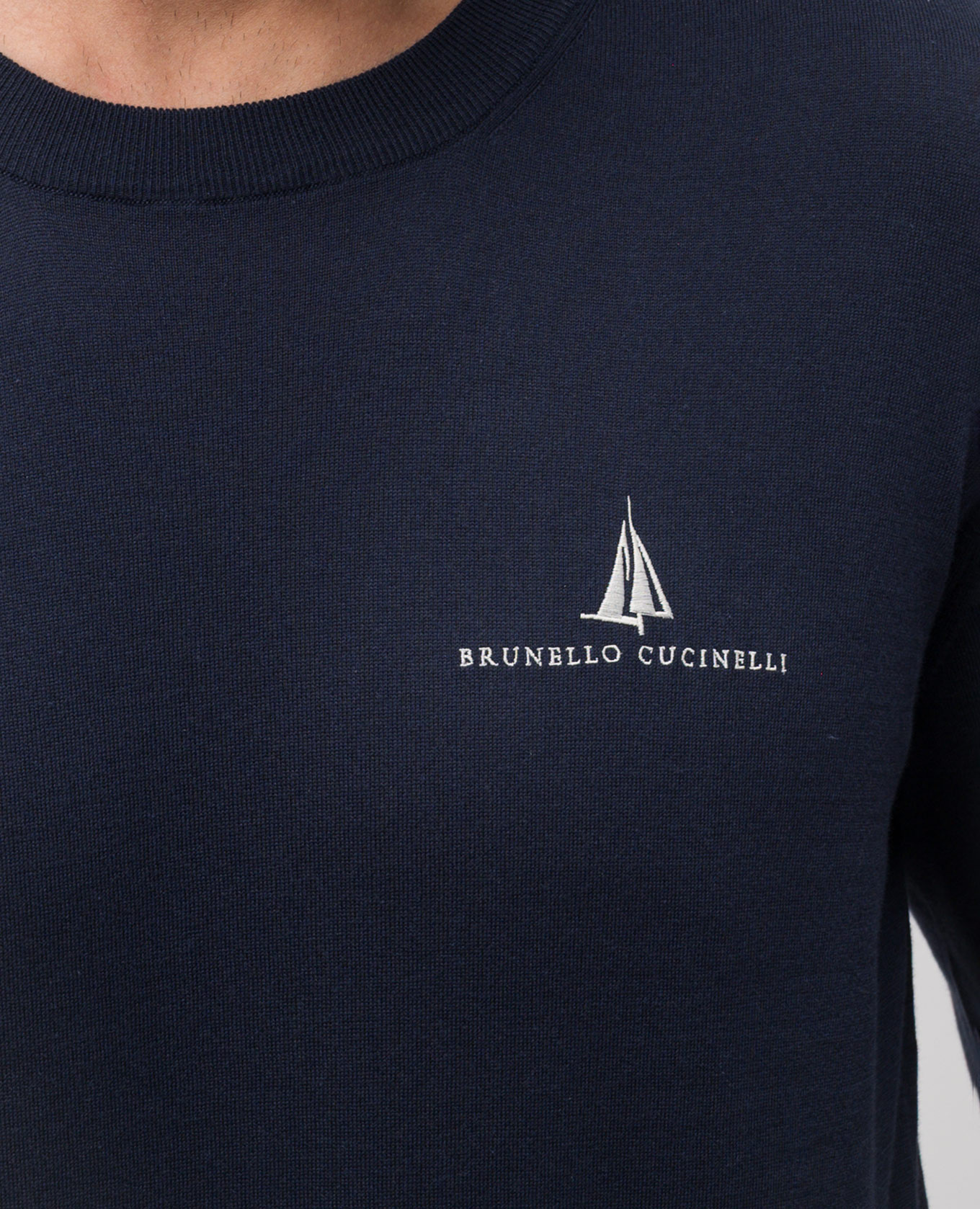 

Blue sweater with logo embroidery Brunello Cucinelli