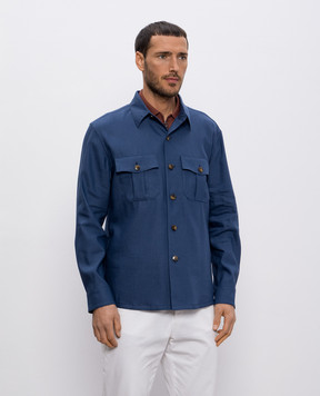 Canali Blue wool and linen shirt AE0257131016