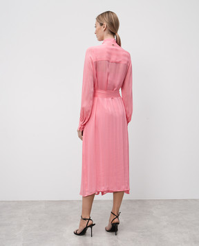 Twinset Pink midi shirt dress with pattern 251TP2260