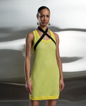Off-White Green openwork dress with logo OWDB520S24FAB001