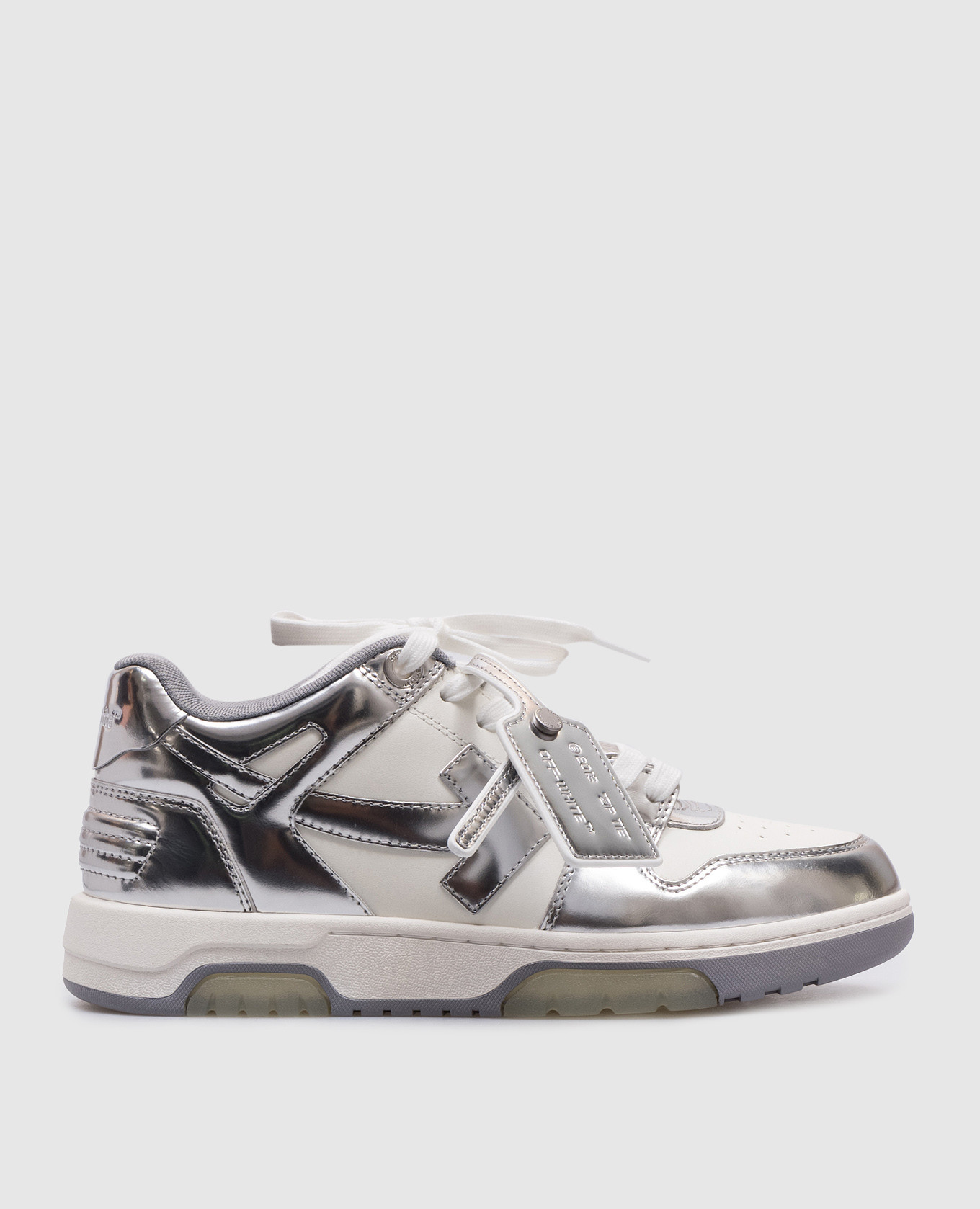 Silver leather out of office sneakers off-white