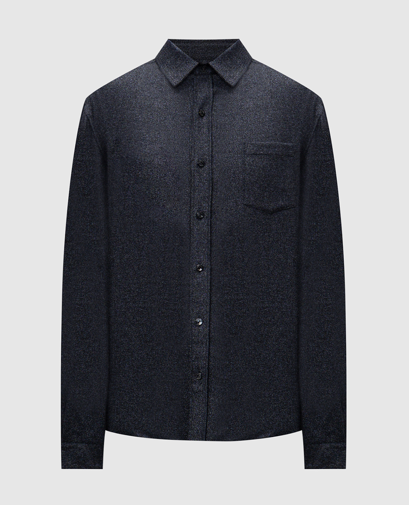 Blue wool shirt with metallic logo agnona