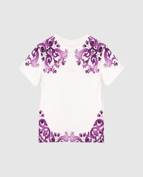 Dolce&Gabbana Children's white T-shirt with Majolica print L5JTNKII7H336