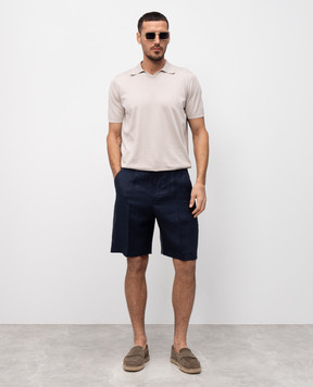 Agnona Blue linen shorts T809U1YU3014