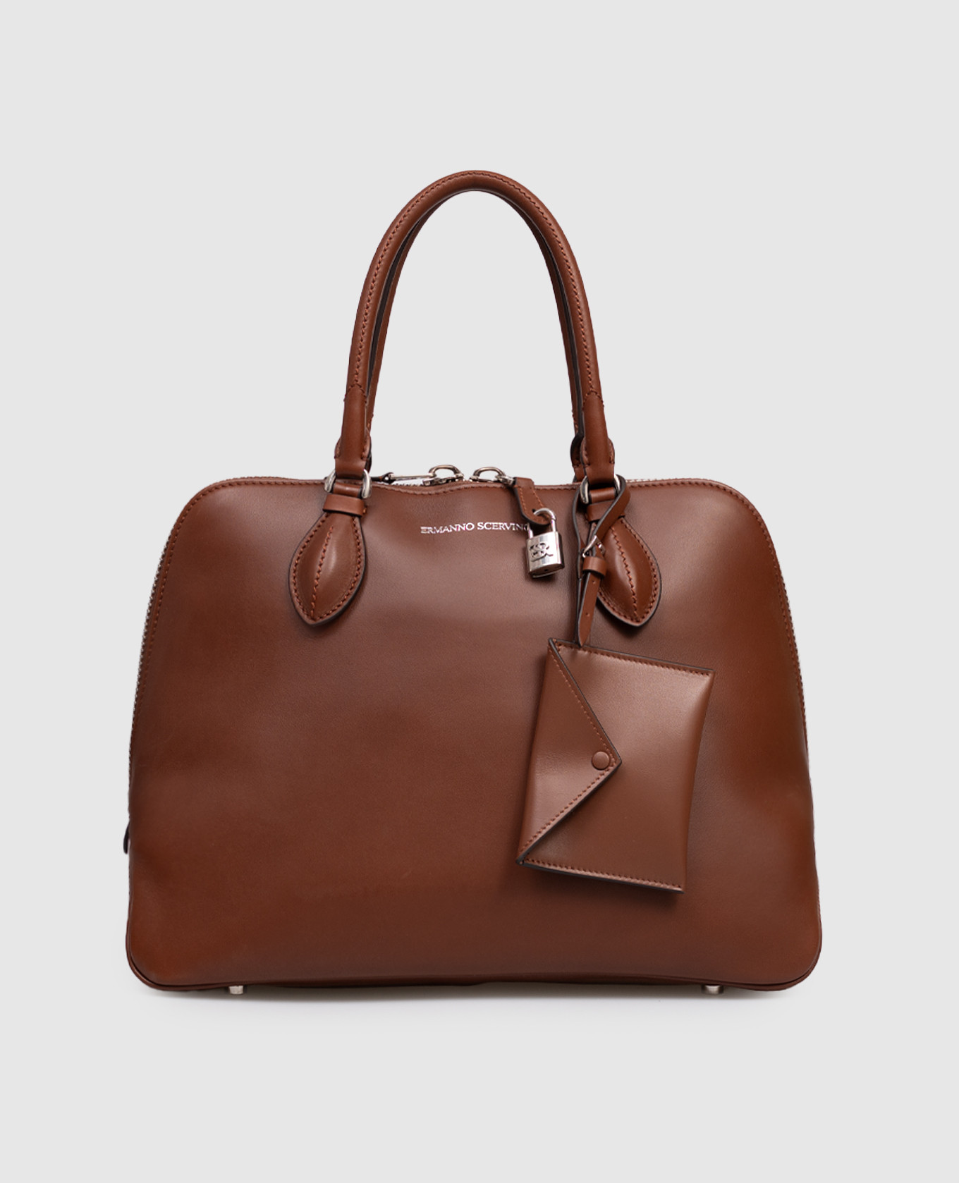 

Orsetta brown leather trapeze bag with logo Ermanno Scervino