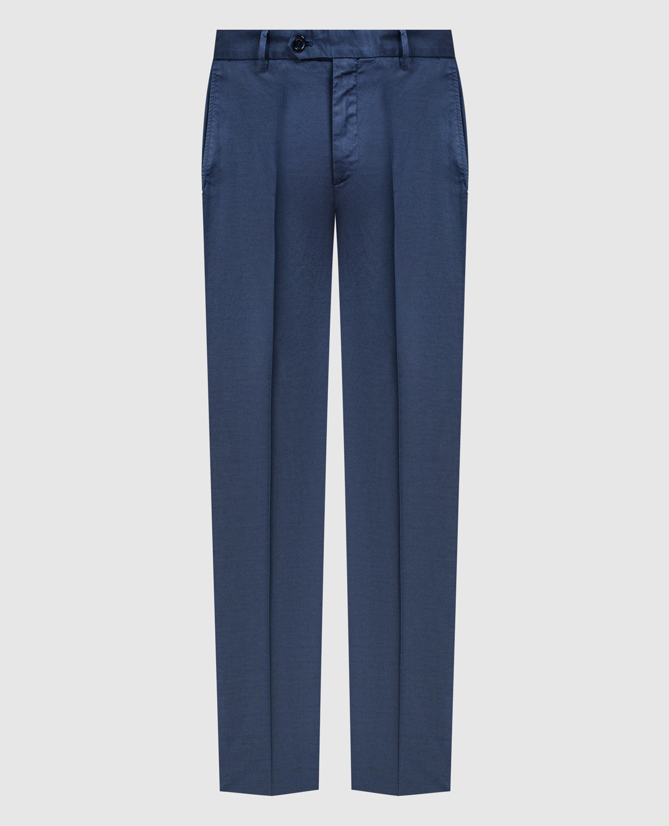

Blue linen trousers with metallic logo Stefano Ricci, Синий