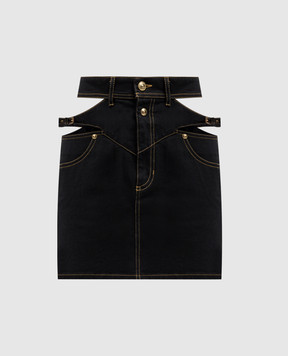 Versace Jeans Couture Black denim skirt with V-Emblem logo 76HAE858DW060L54