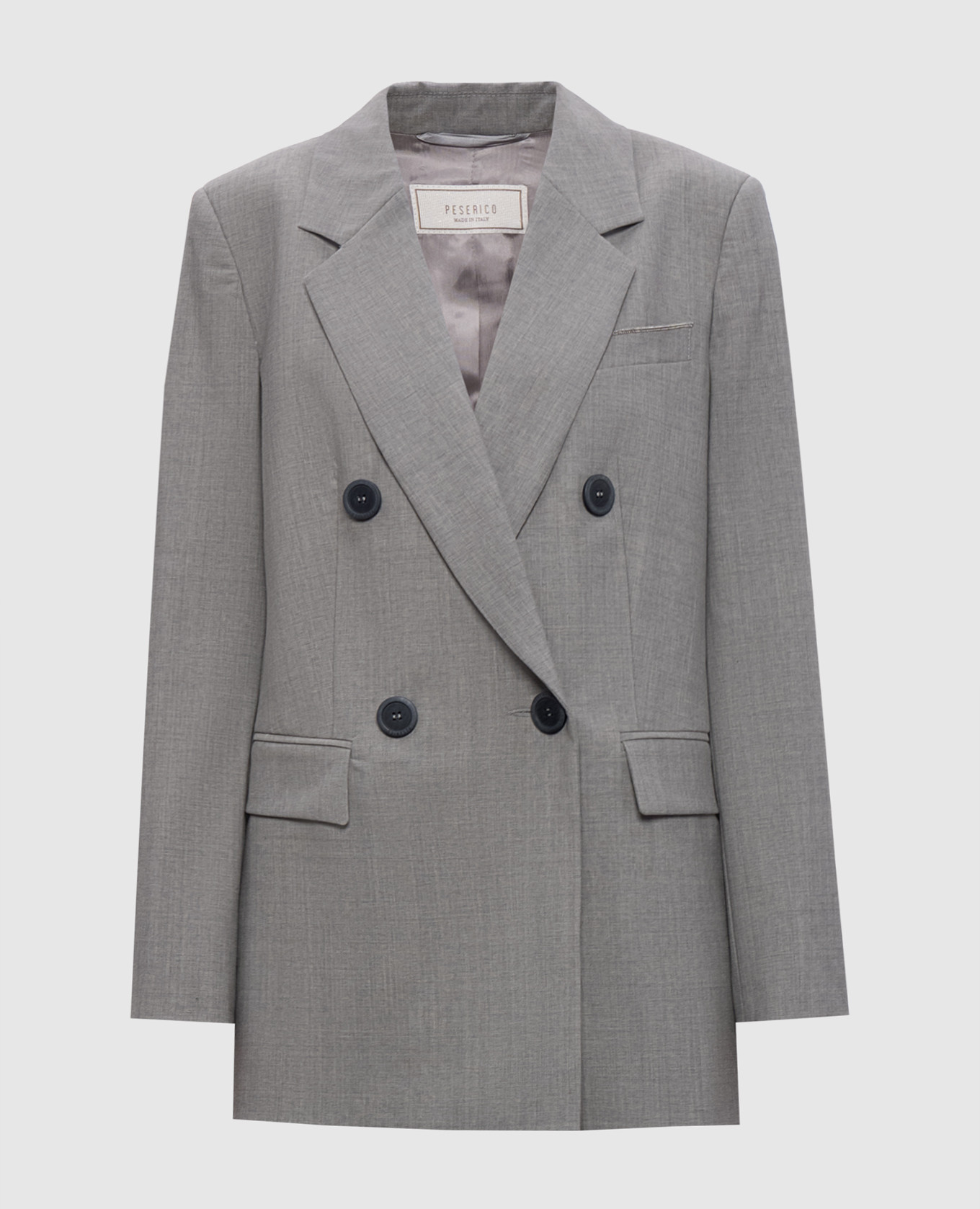 Gray double-breasted wool jacket Peserico