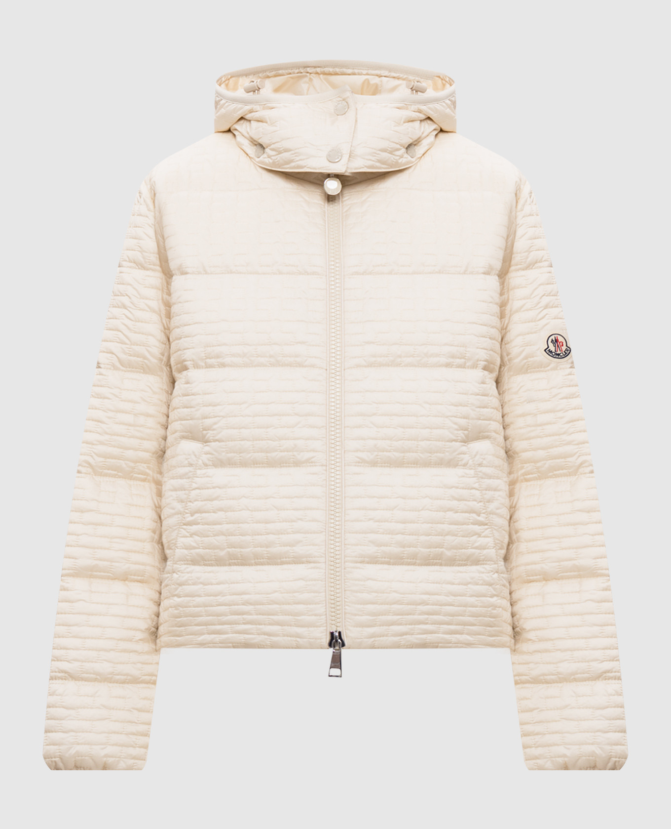 Beige quilted down jacket with logo patch Moncler