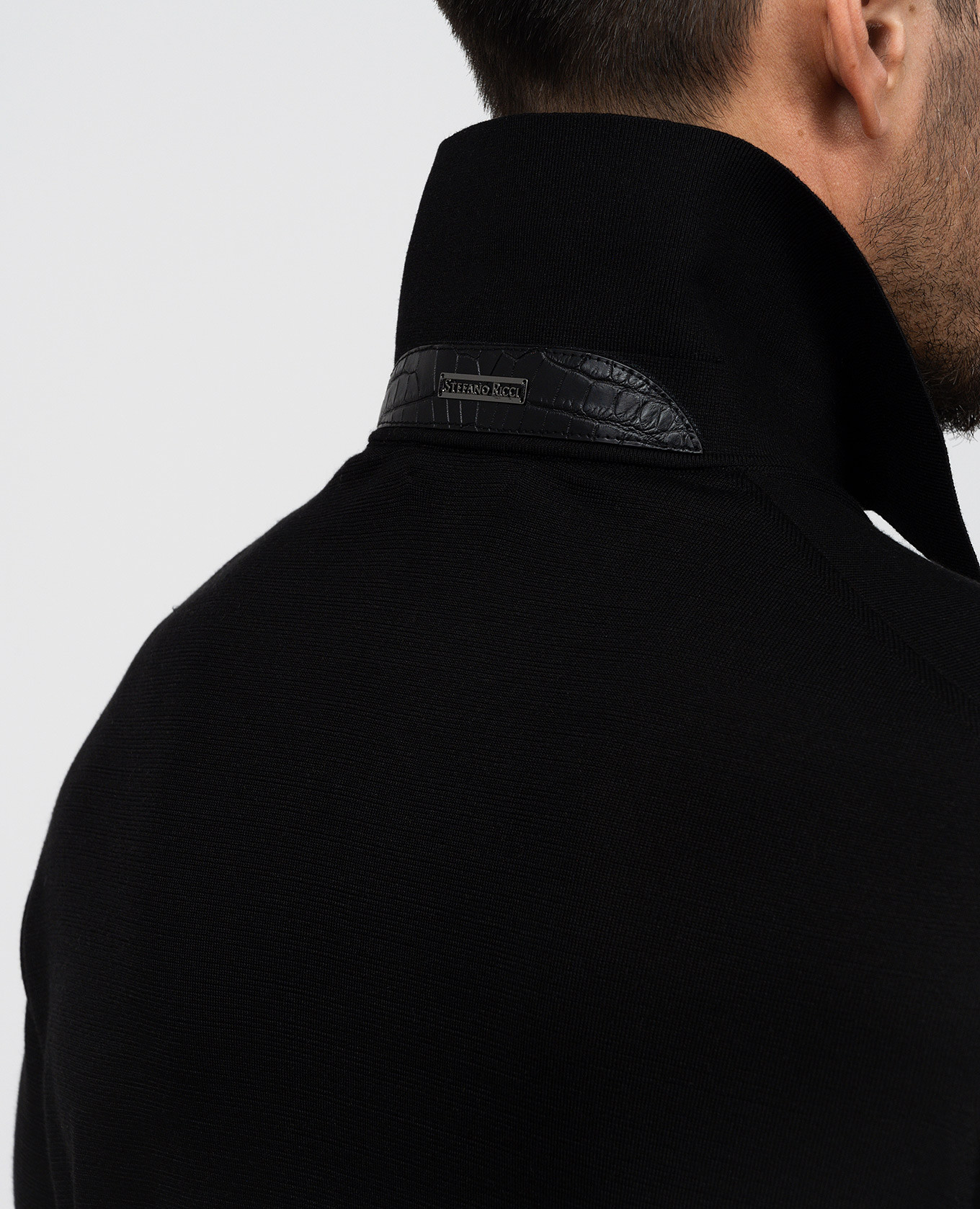 

Black silk polo shirt Stefano Ricci